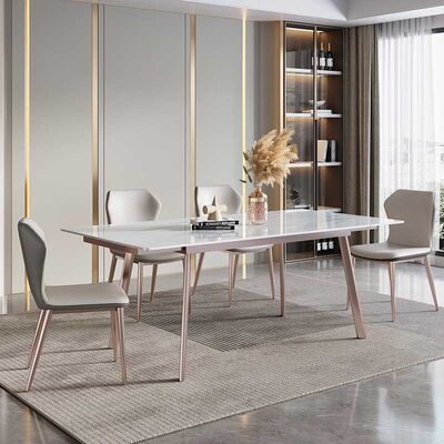 Minimalist Slate Dining Table Set With Chair Combination Telescopic Foldable