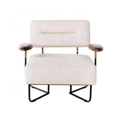 Lazy Sofa Floor Chair Leisure White Accent Armchair With Metal Base