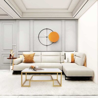 Luxury Stone Coffee Table Black Powerd Coating Minimalist Marble Tea Table