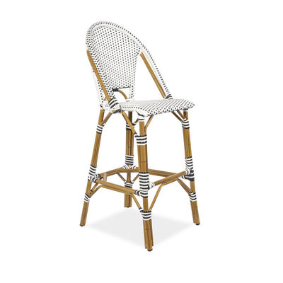 Aluminum Tube High Back Kitchen Chairs Restaurant PE Rattan Bistro Bar Stool