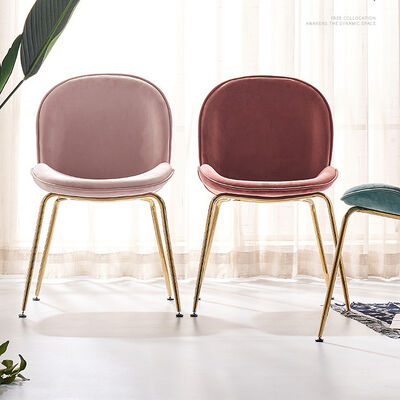 Metal Frame Upholstered Dining Chair Armless Beige Green Ins Style 56x54x84cm