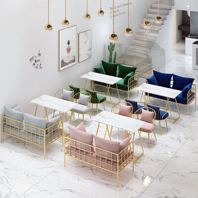 Breakfast Break Room Commercial Booth Seating Furniture Cafe Gold Stainless Steel