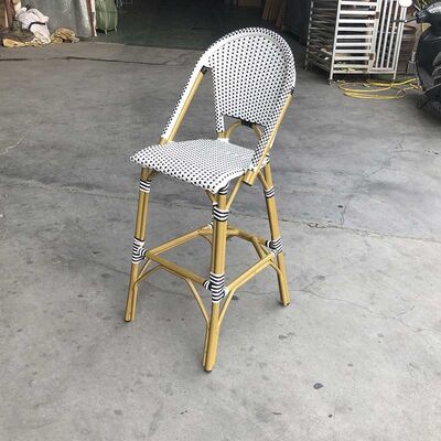 Cafe Bistro Bar Stool White Rattan Counter Height Chairs Outdoor Restaurant