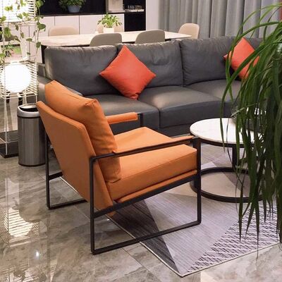 Tub Single Seater Armchair Brown Sofa Wooden Upholstered Leather