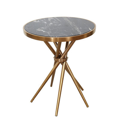 Modern Round Marble Centre Table Steel Small Side For Bedroom 50x50x60cm
