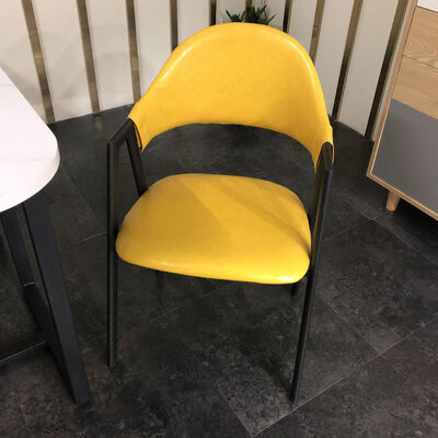 A Shaped Metal Frame Dining Chairs With Arms Minimalist Iron Green Yellow Grey