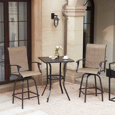 Metal Bistro Table Bar Height Outdoor Square With Umbrella Holes