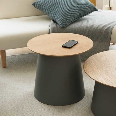 Round Top MDF Coffee Table PP Plastic Base Home Side Center Table
