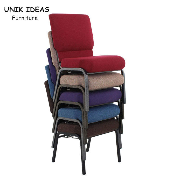 Church Wedding Steel Banquet Chair Stackable Burgundy Banquet Chairs