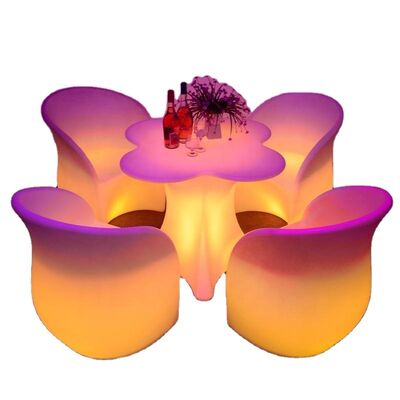 Buon prezzo Modern KTV Cheap Price Outdoor Coffee Shop Remote Control LED PE Table and Sofa Set for Cocktail bar in linea