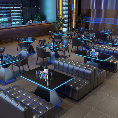 Buon prezzo Commercial Furniture Coffee Table With Chair For Bar Live House Metal Dining Table With Chair Customized Club Led Light Table in linea