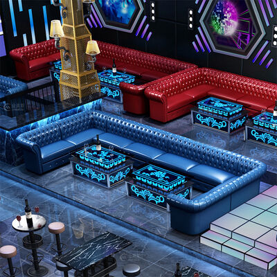 Buon prezzo Customized bar Family Audio-visual Room Sofa Table Combination Against the Wall U-shaped L-shaped Luxury Club Sofa Set Furniture in linea