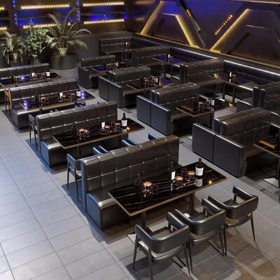 Buon prezzo Creative Bar Sofa Table and Chairs Music Western Restaurant Night Club KTV Pu Leather Sofa Booth in linea