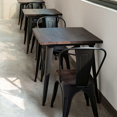 Prezzo buono Arredamento per ristoranti Fast Food Coffee Loft Tavolo da pranzo in legno di ferro per ristoranti Set di mobili in linea