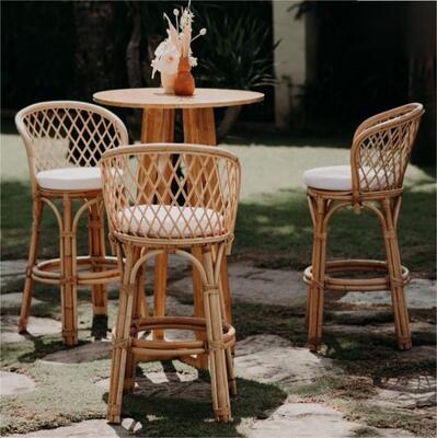 Buon prezzo Nordic Rattan High bar Table and Chair Cafe Restaurant Creative Retro  Backrest Rattan bar Stool in linea