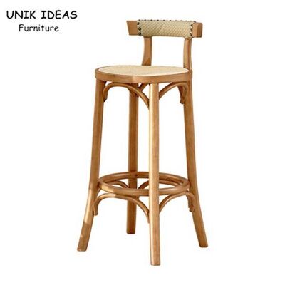 Buon prezzo Supporto della parte posteriore di Ash Wood Stool Rattan With degli sgabelli da bar del caffè della quercia della cucina in linea