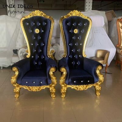 Buon prezzo Oro Sofa King And Queen Chairs reale per il nero blu di banchetto locativo di nozze in linea