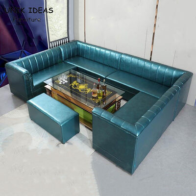 Prezzo buono Strato sezionale a forma di U di cuoio del Faux di 3 pezzi con Chaise Blue Round Corner in linea