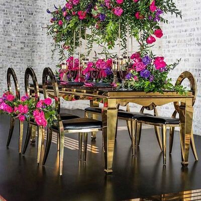 Buon prezzo Struttura superiore di vetro 0.42cbm di acciaio inossidabile della tabella 120x240x75cm di nozze della decorazione in linea